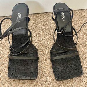 Black Ankle Wrap Heels